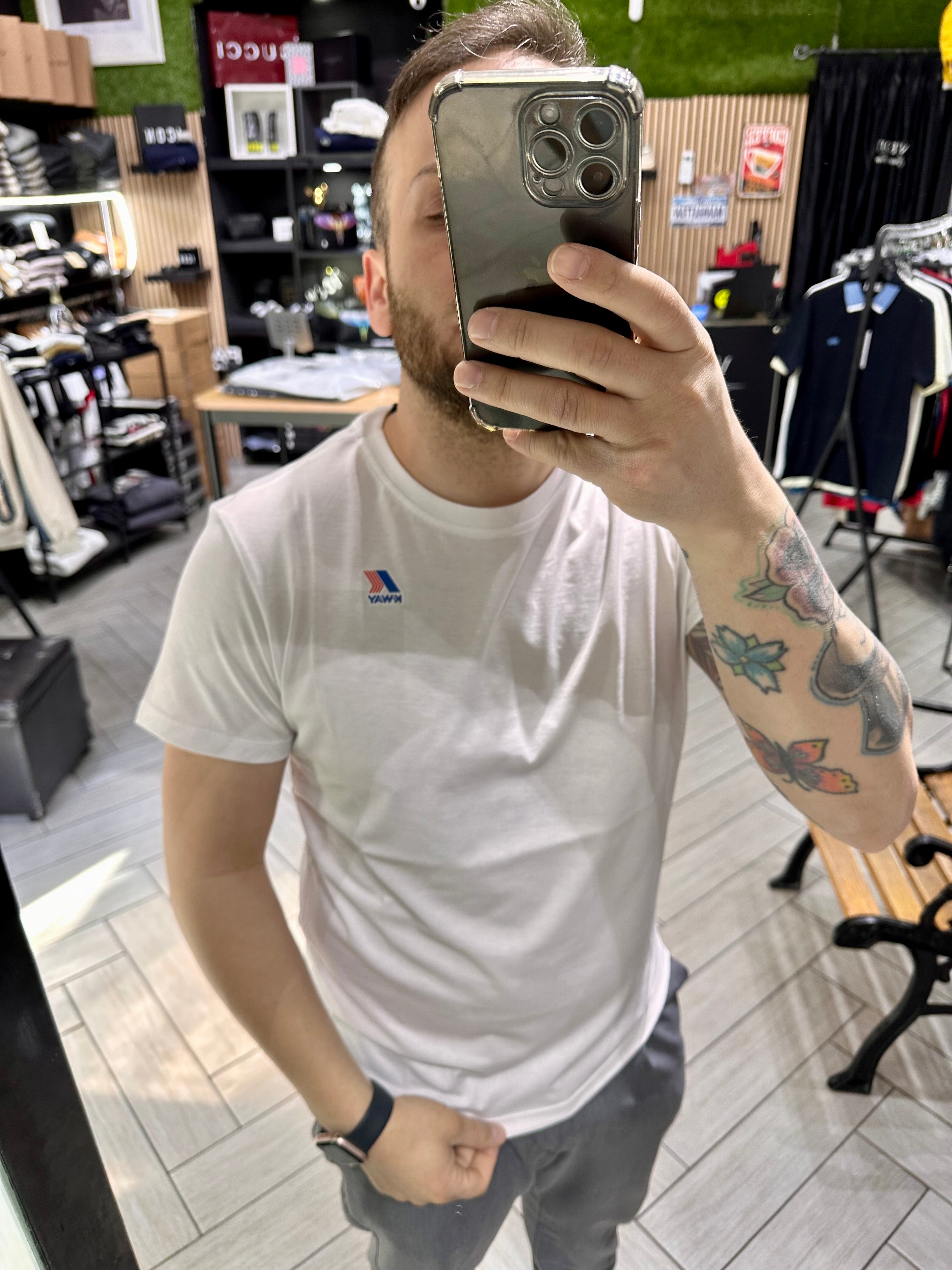 T-shirt Kway bianca logo stampato