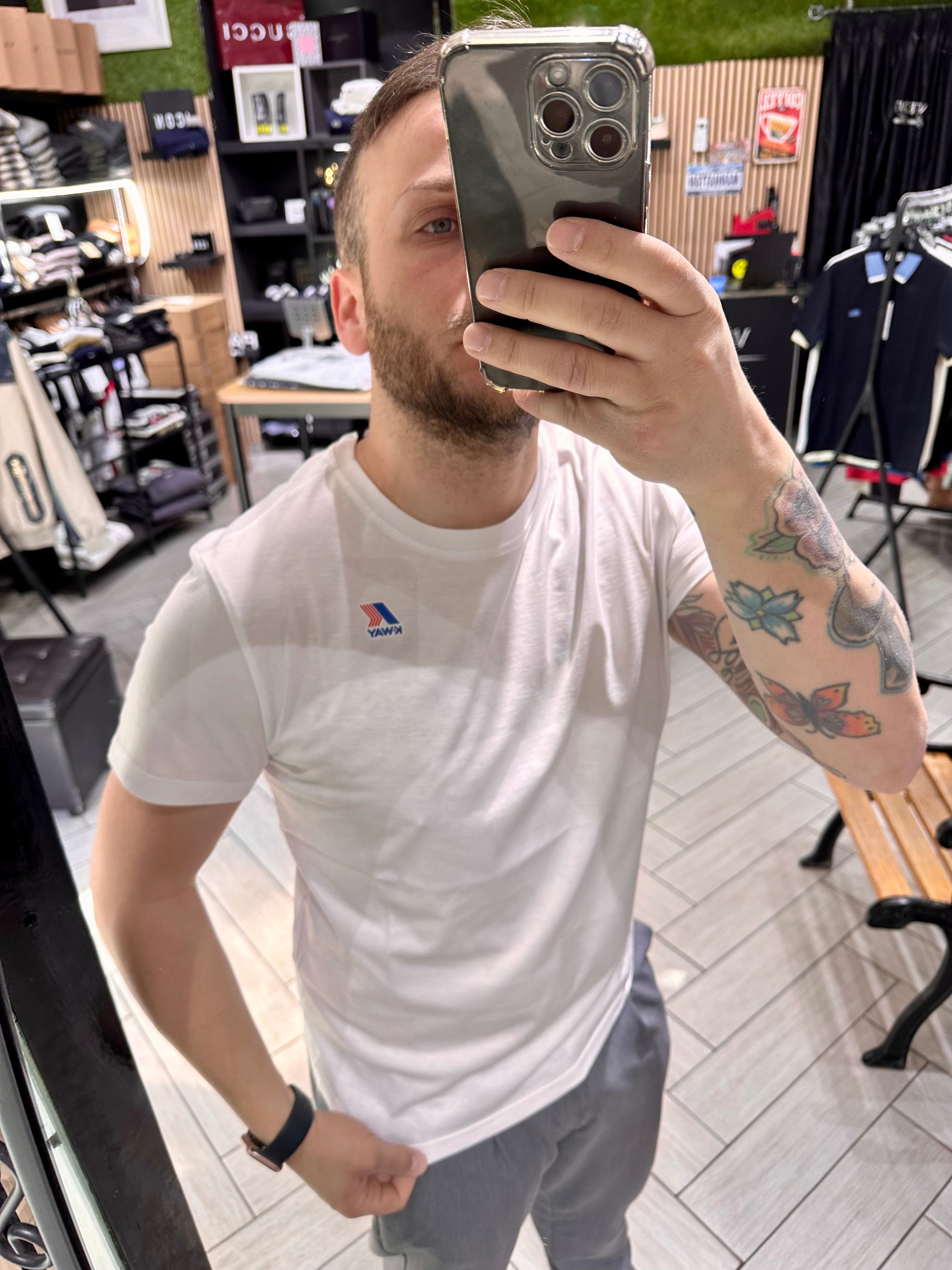 T-shirt Kway bianca logo stampato