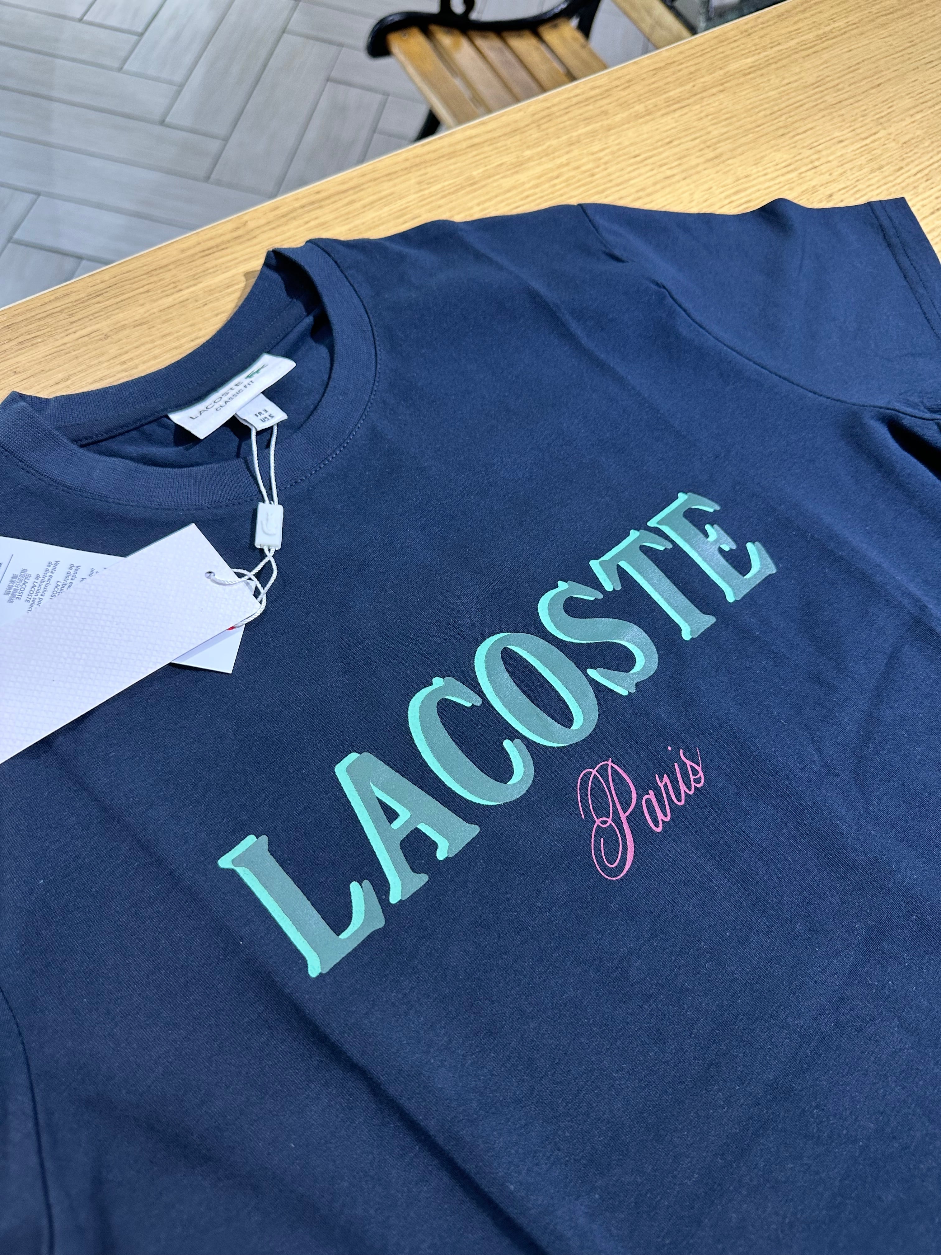 T-shirt Lacoste Blu con logo centrale