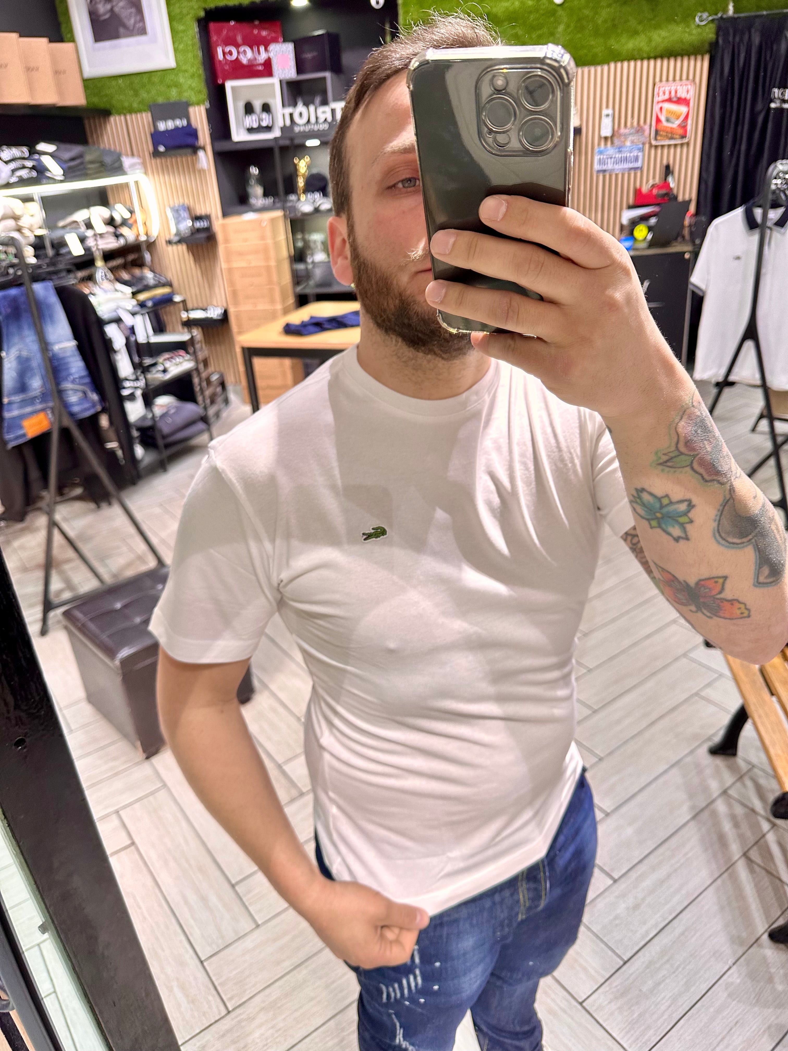 T-shirt Lacoste basic bianca