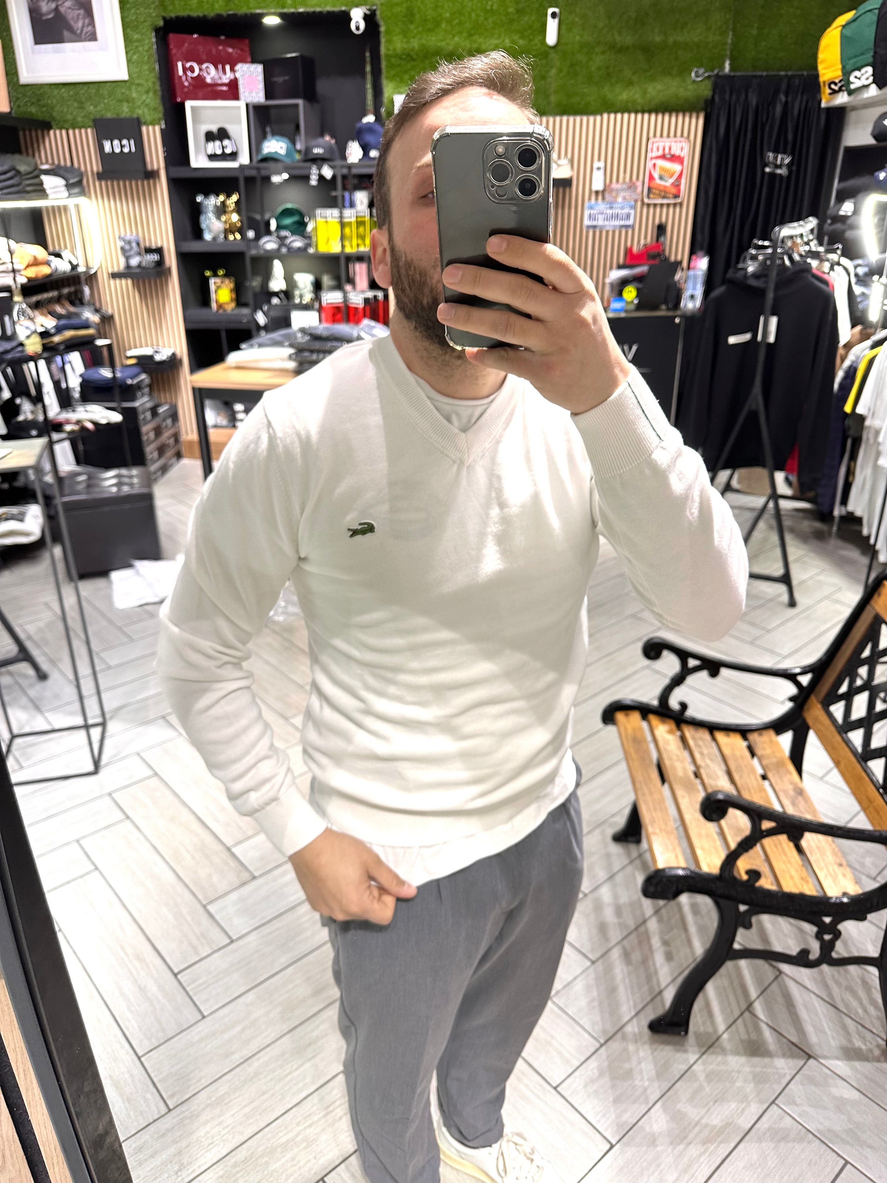 Maglioncino in filo Lacoste Bianco