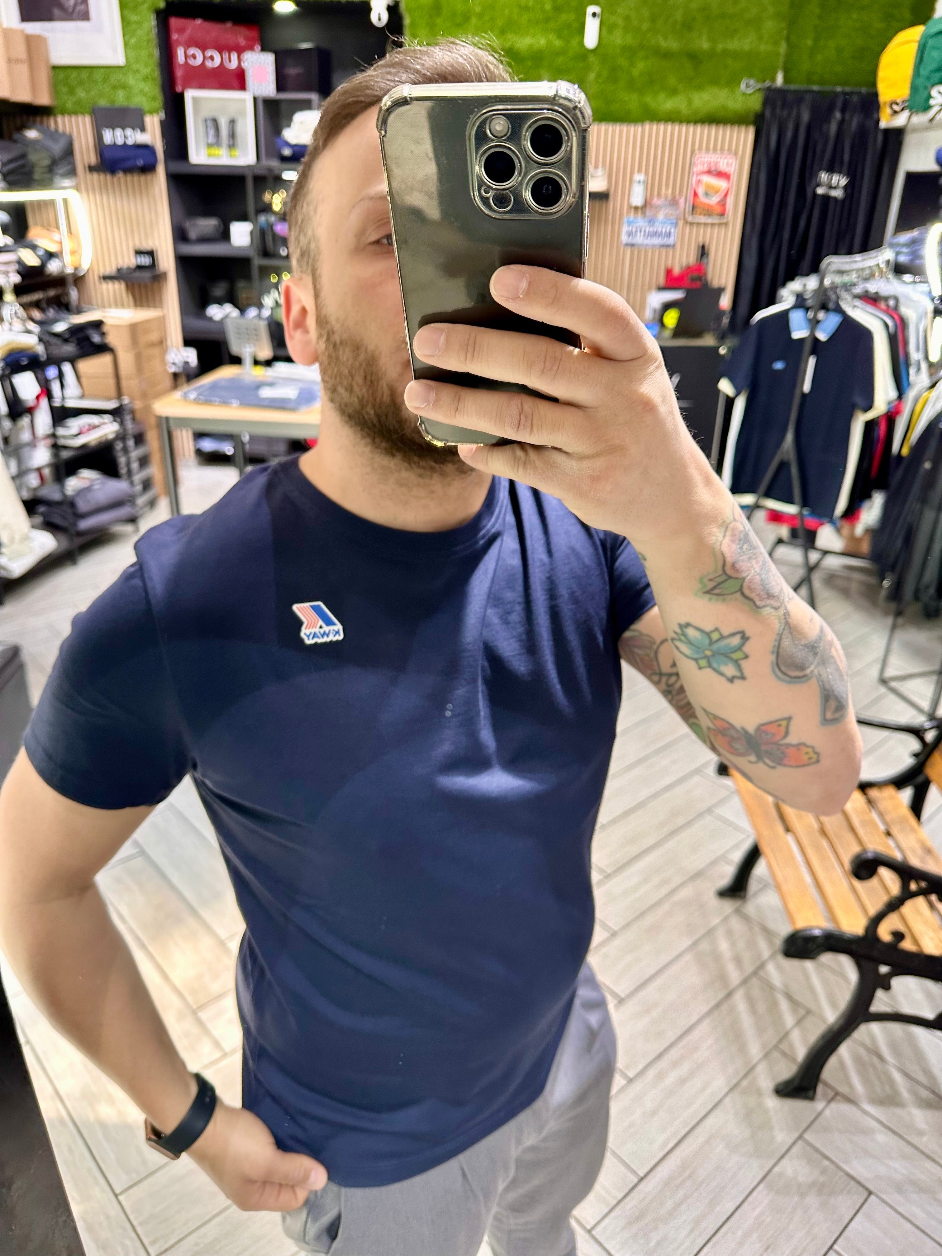 T-shirt Kway blu logo stampato