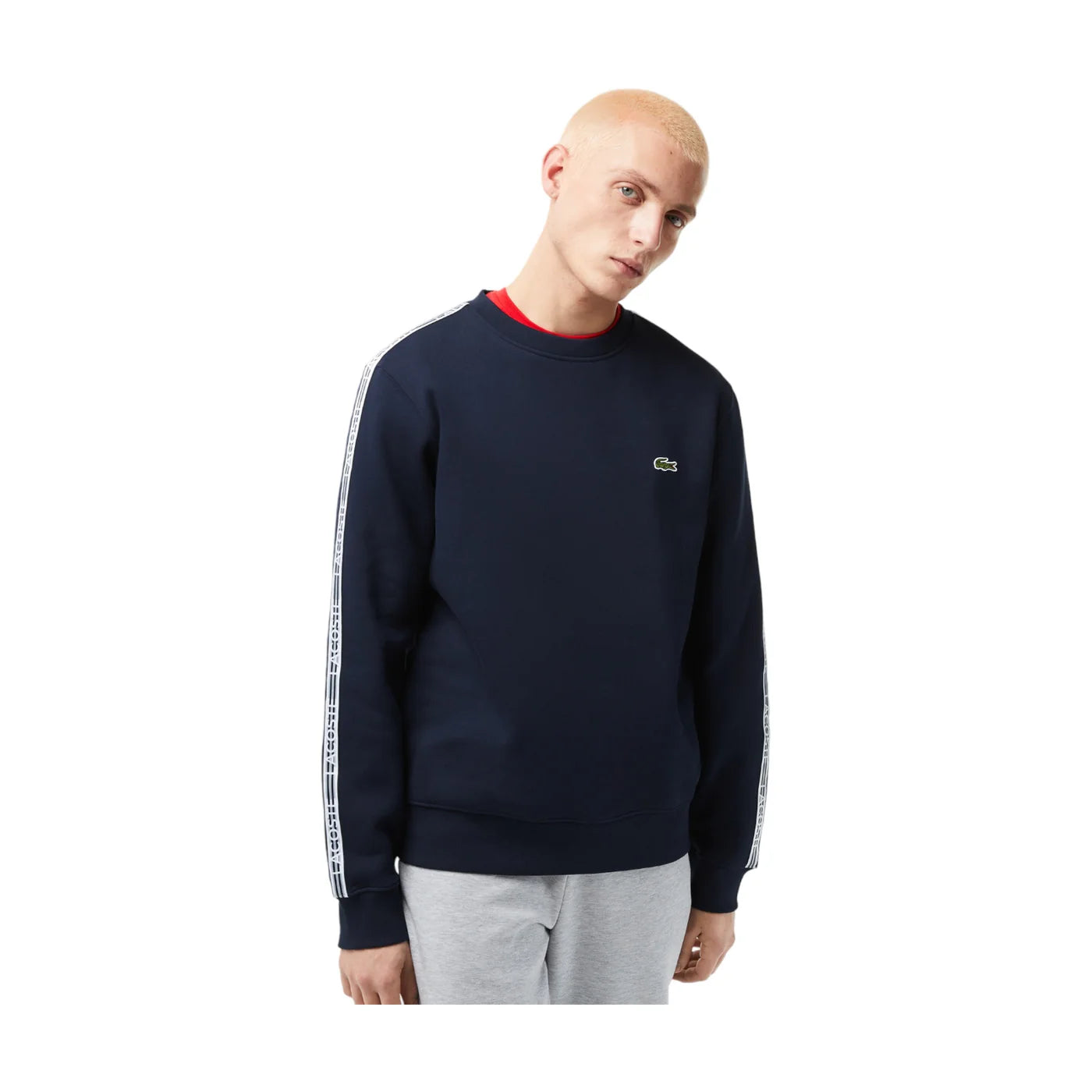 Felpa Lacoste Blu con Fasce