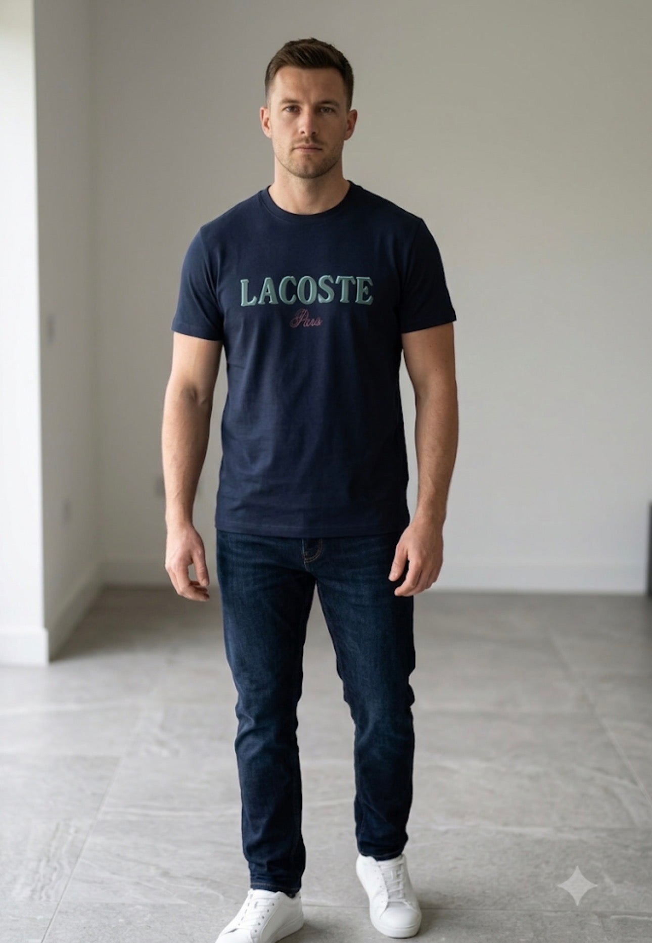 T-shirt Lacoste Blu con logo centrale