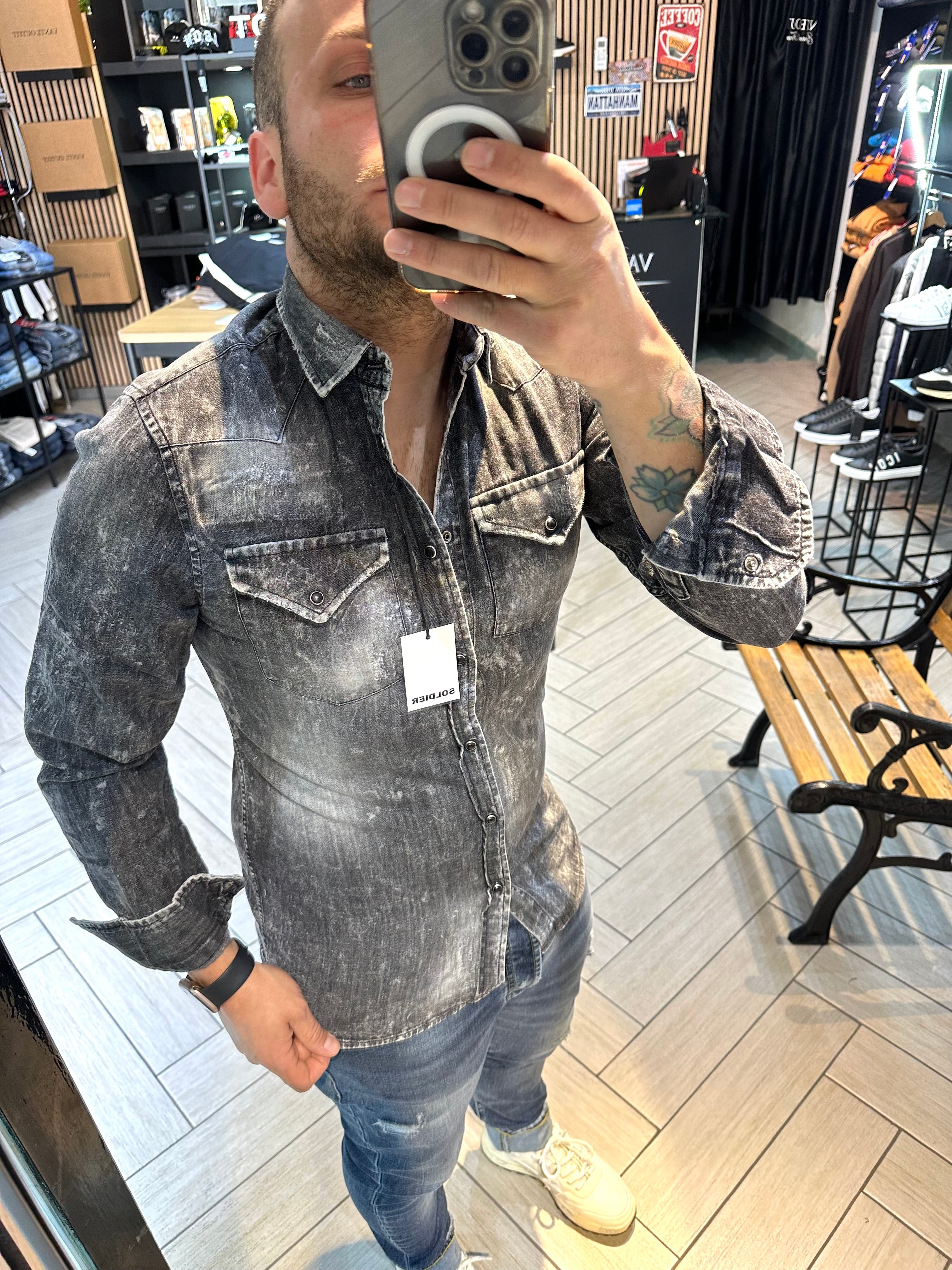 Camicia Soldier Jeans Scuro