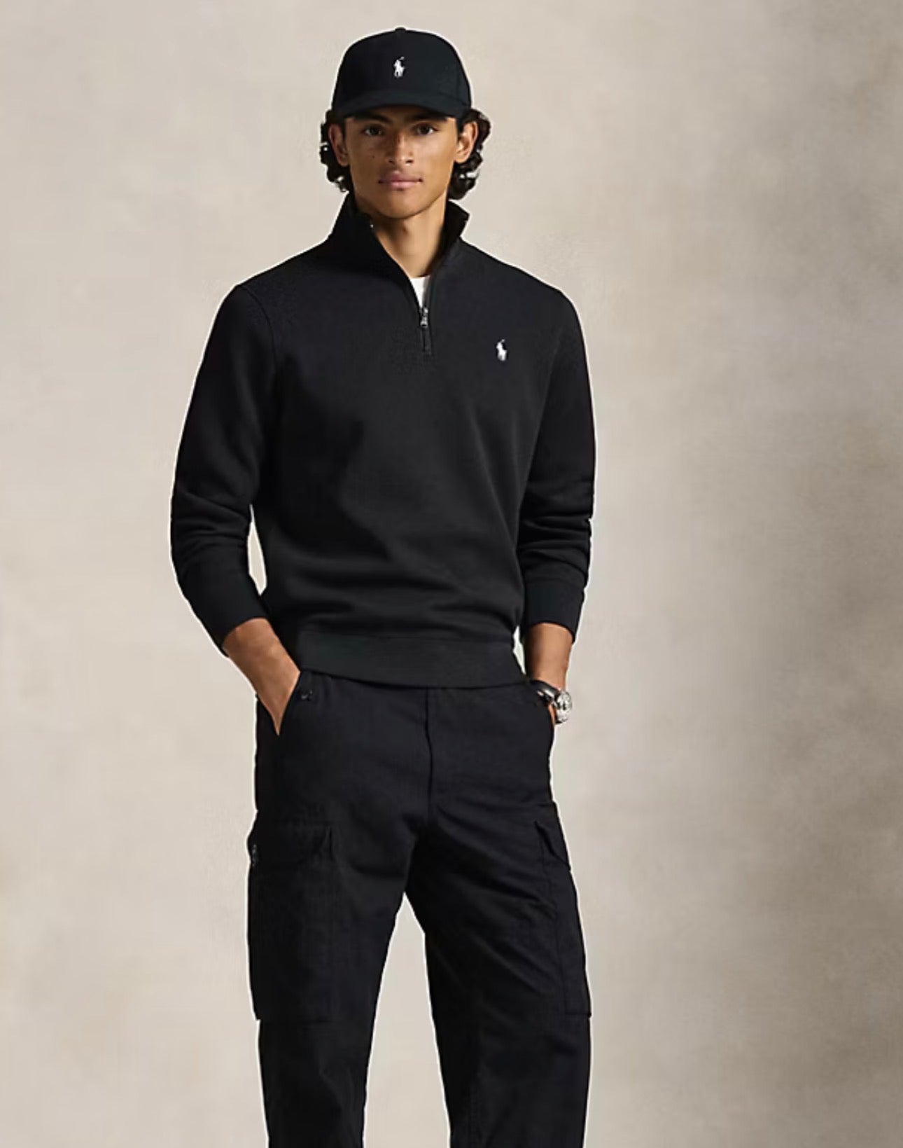 Felpa Ralph Lauren Nera mezza zip