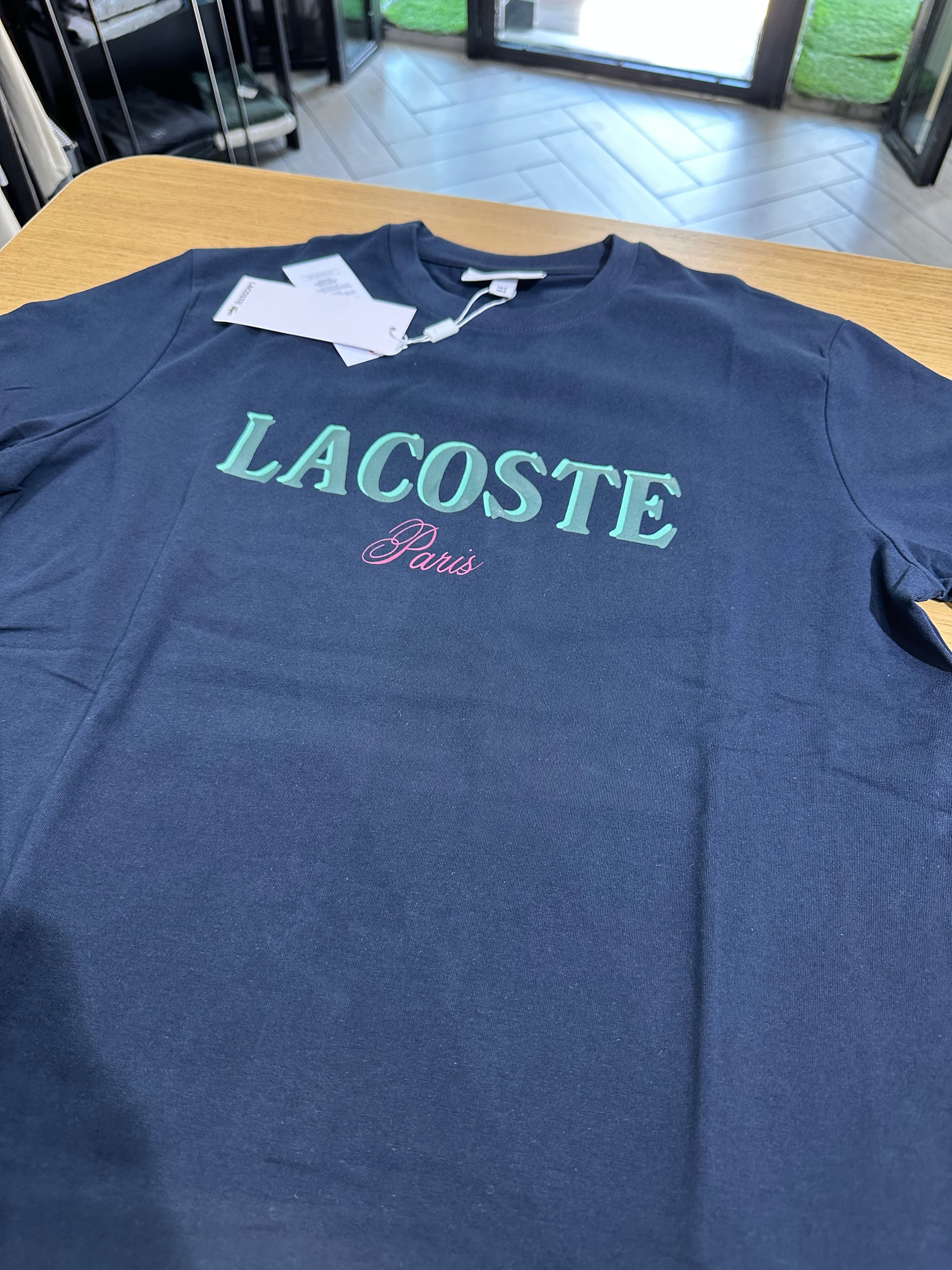 T-shirt Lacoste Blu con logo centrale