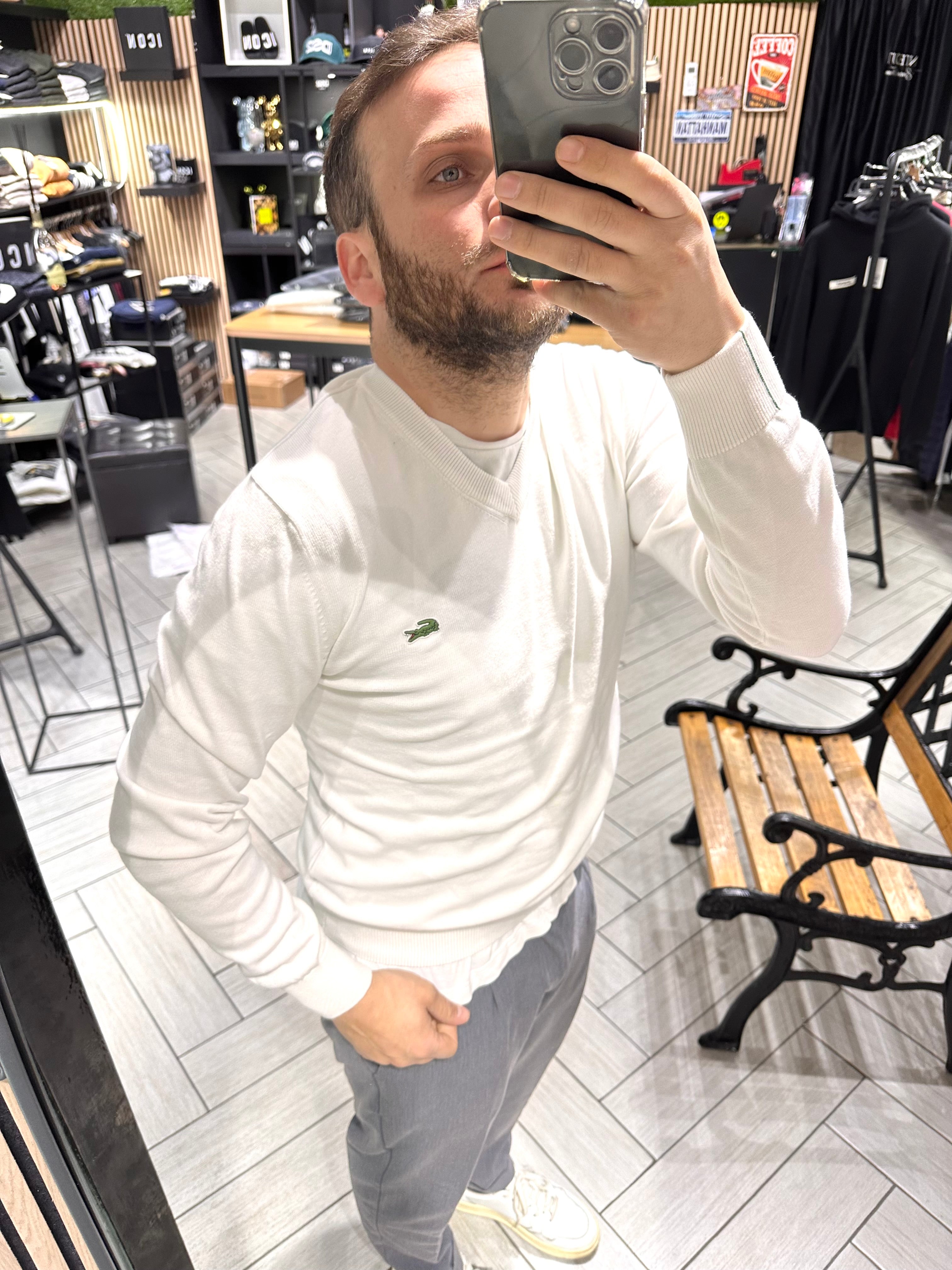 Maglioncino in filo Lacoste Bianco
