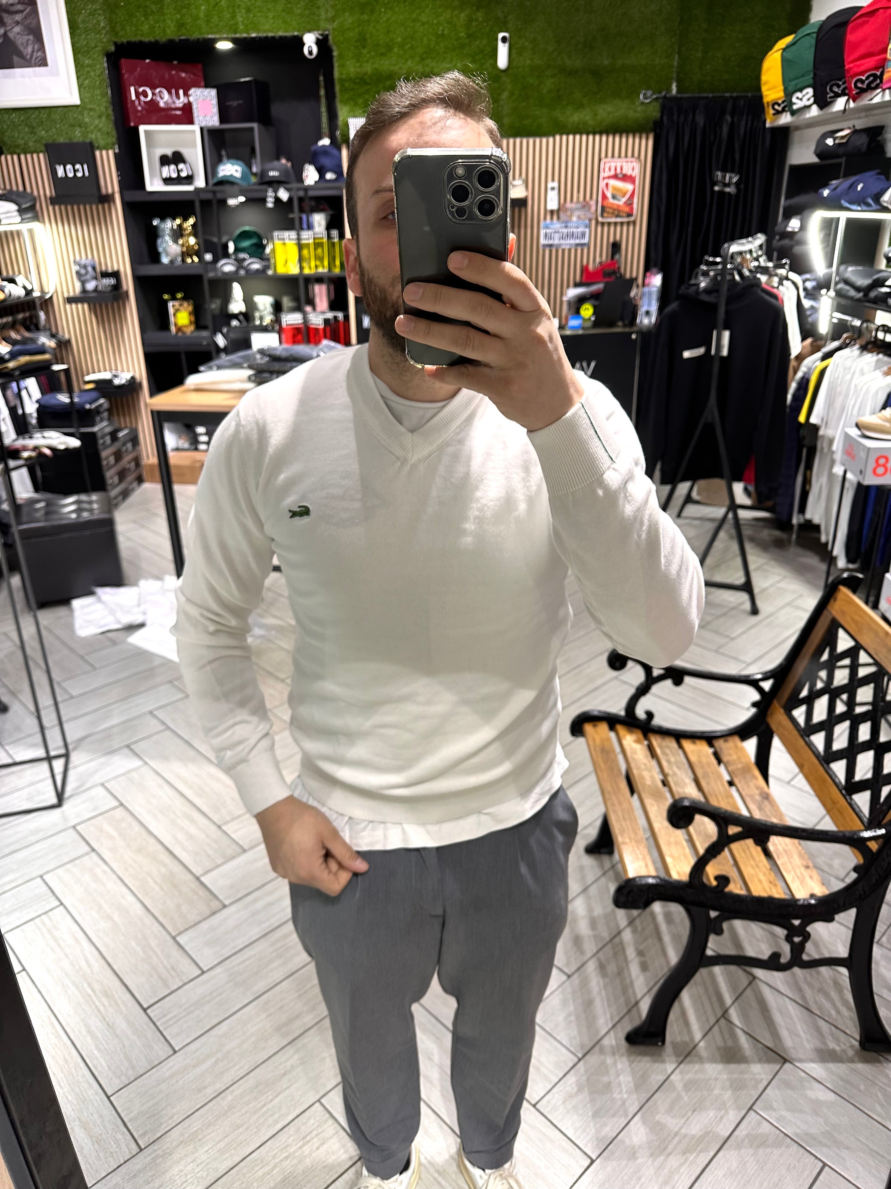 Maglioncino in filo Lacoste Bianco